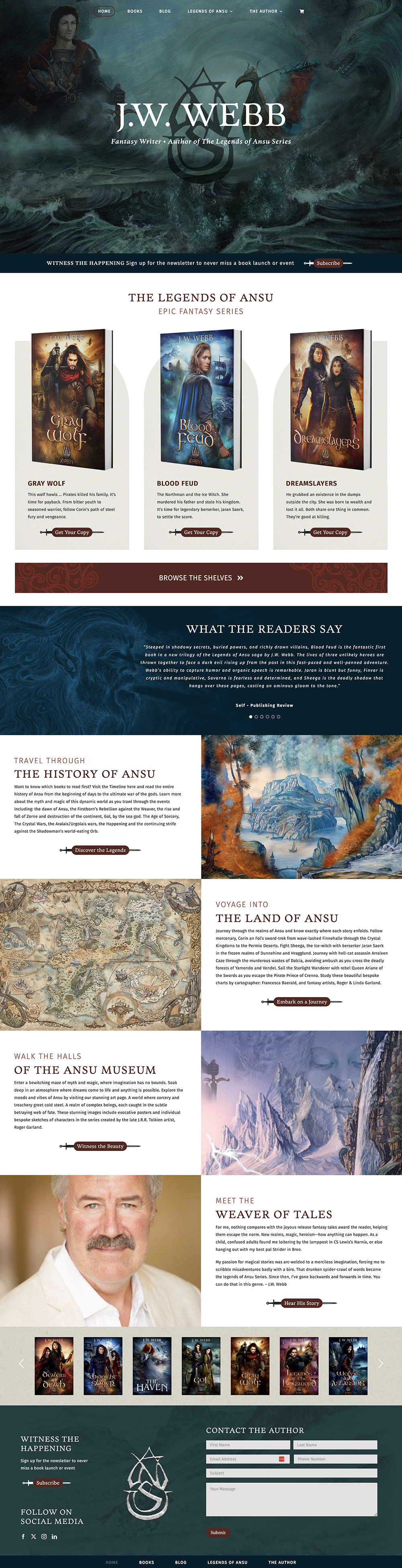 Custom Website Design for J.W. Webb, Fantasy Author