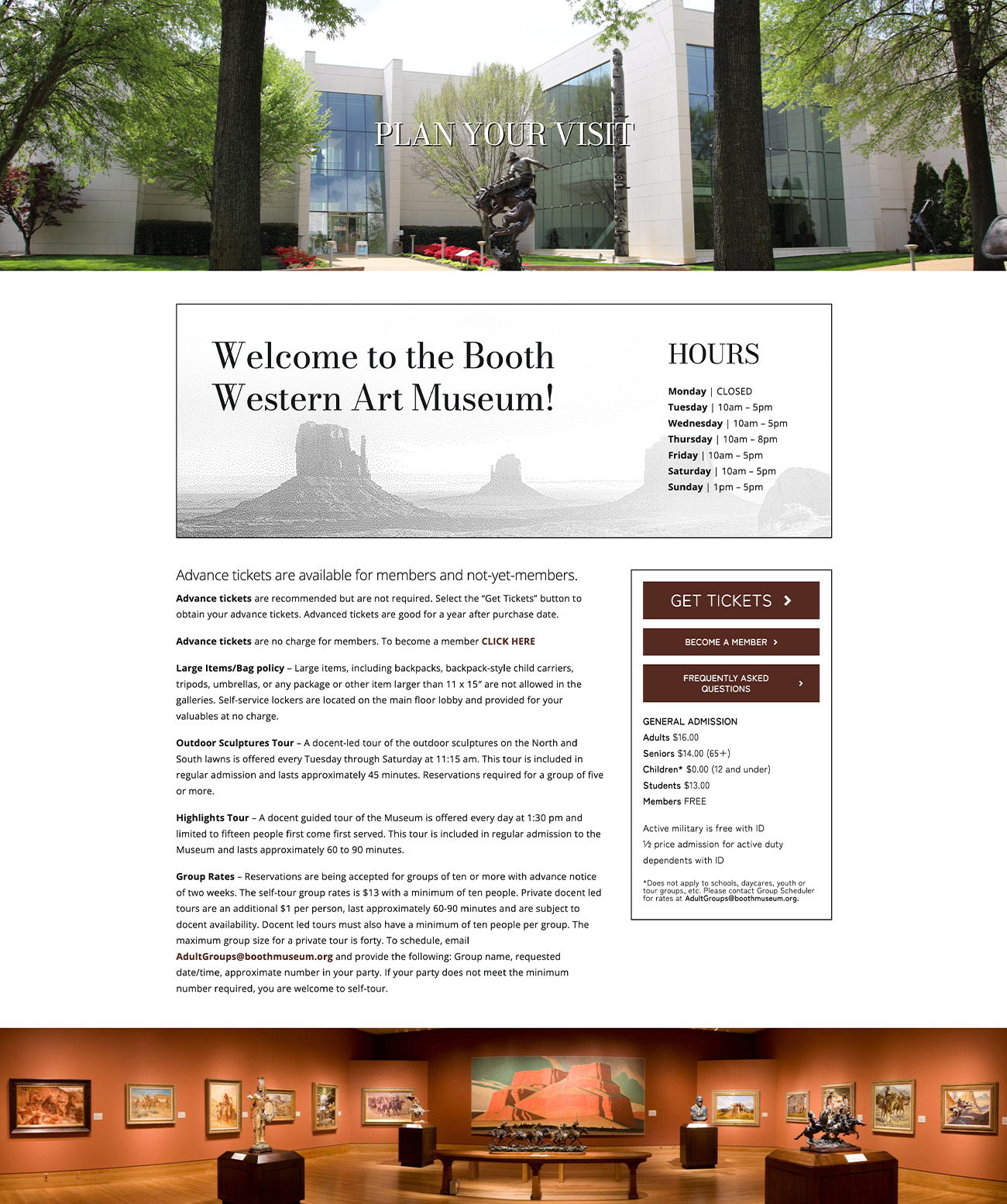 Custom Web site Redesign for Booth Western Art Museum in Cartersville, Georgia